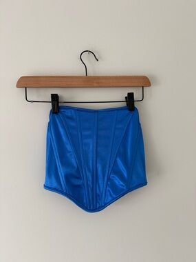 Bright Blue Corset Style Strapless Top (size XS)